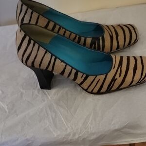 Nine West Zebra Stripe Heels with Black Accents